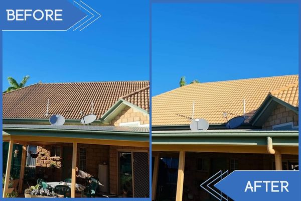 Residential tiled Roof Pressure Cleaning Before Vs After